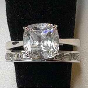 Sterling Silver and CZ Wedding Set, 6